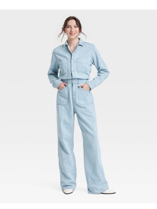 Pants - Light Blue Women's Denim Jumpsuit